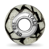 Sterling Silver 925 Glass Bead with White & Black Glitter Overlay